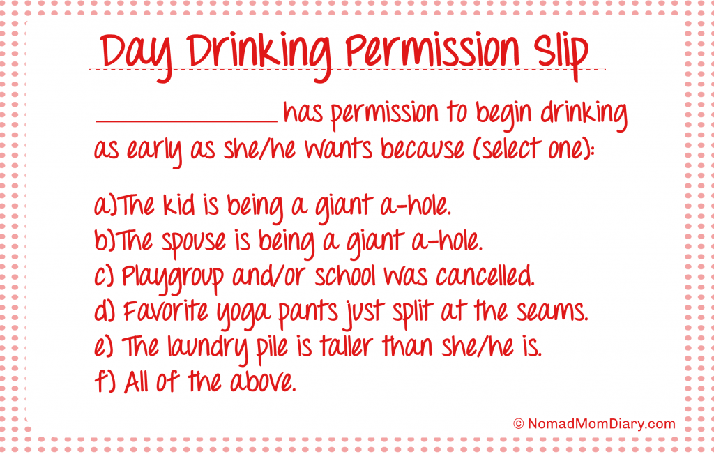 Day Drinking Permission Slip