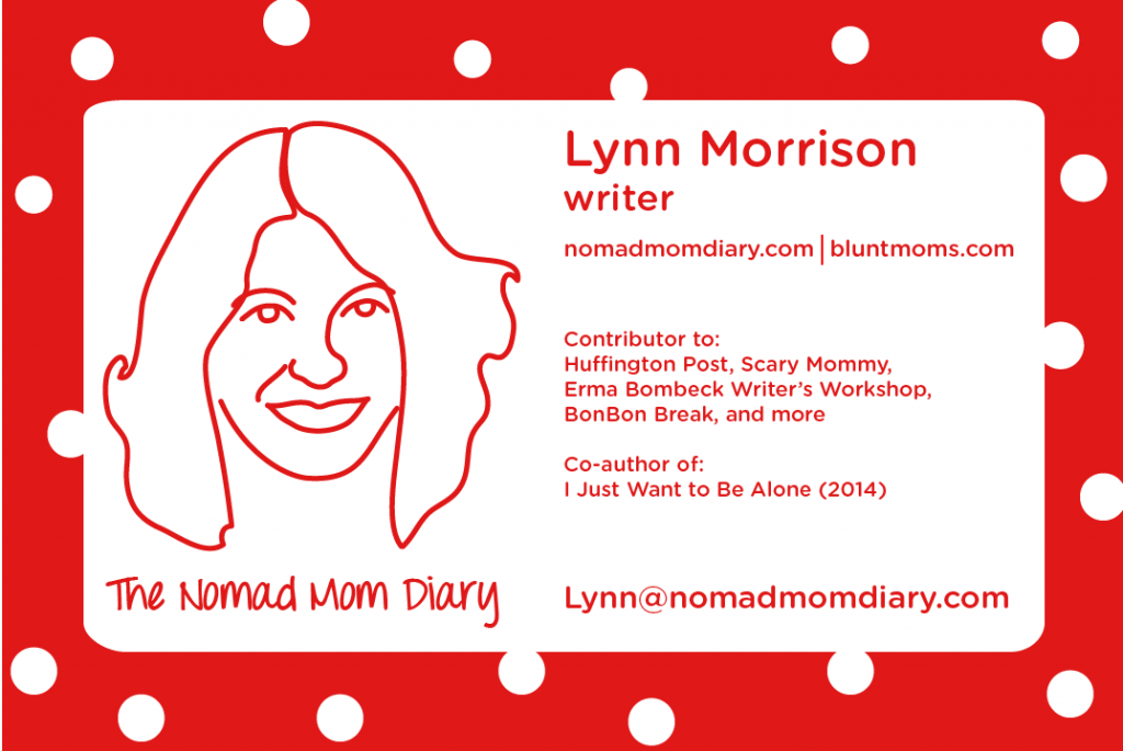 Nomad Mom Diary business card for BlogU14